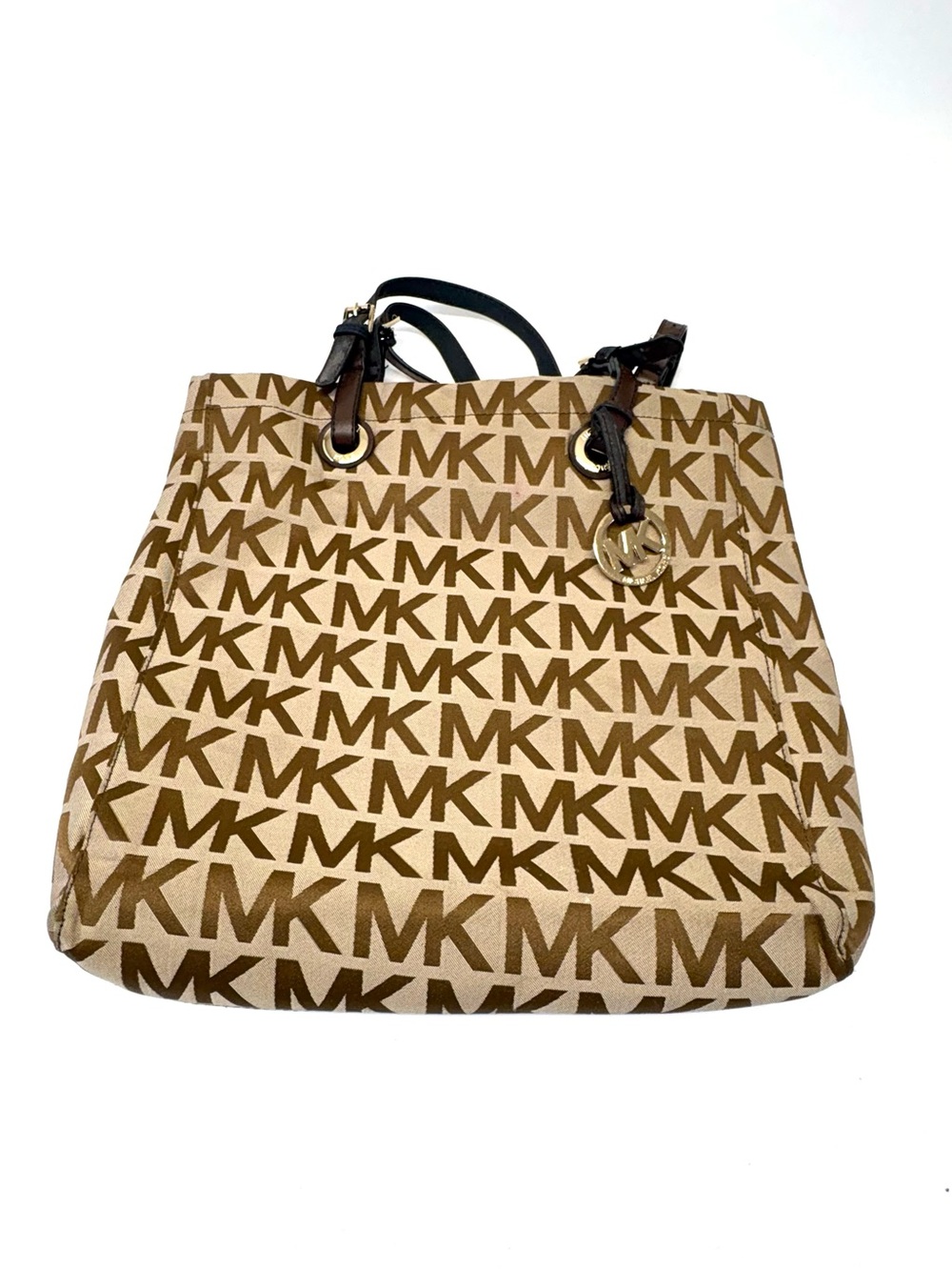 MICHAEL Michael Kors Jet Set Monogram Tote Bag Beige Brown Read Description